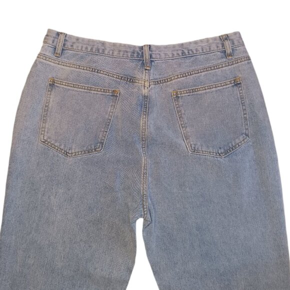 Pretty Little Thing Womens Size 10 Jeans Light Blue Wash Split Hem High Rise - Picture 6 of 9